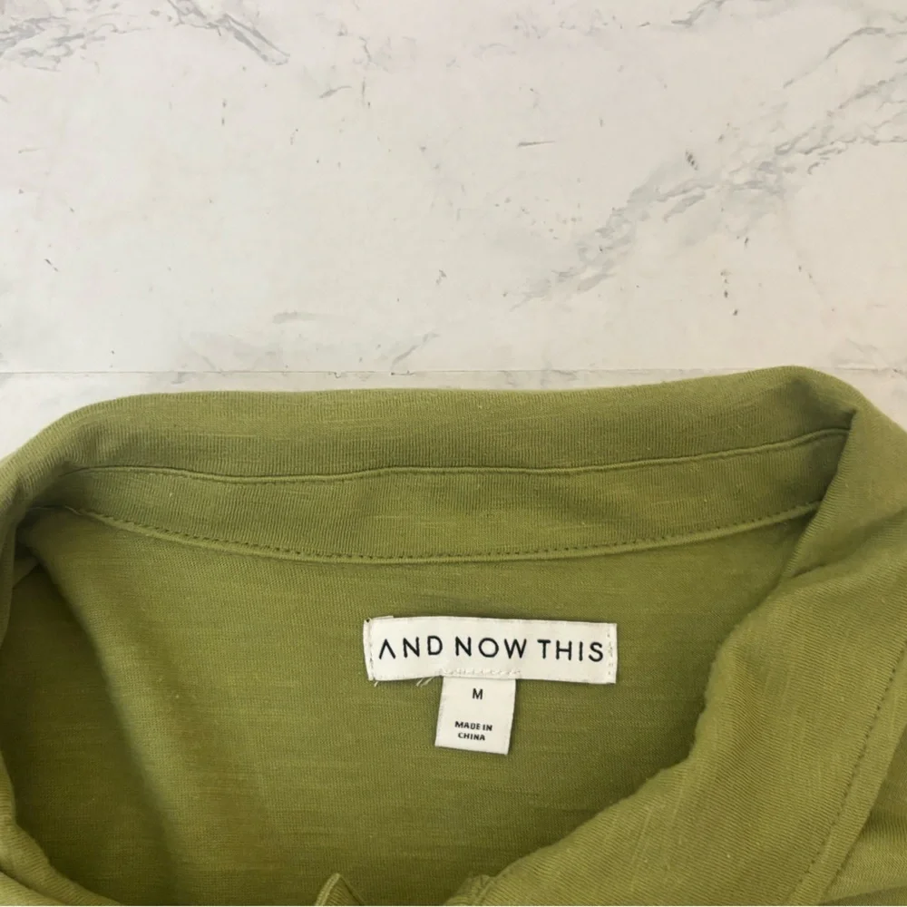 And Now This Men's Knit Polo Shirt  Size M Green Short Sleeve Shirt - Picture 4 of 5